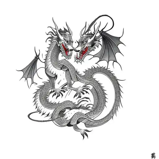 Dragon Fighting A Fox