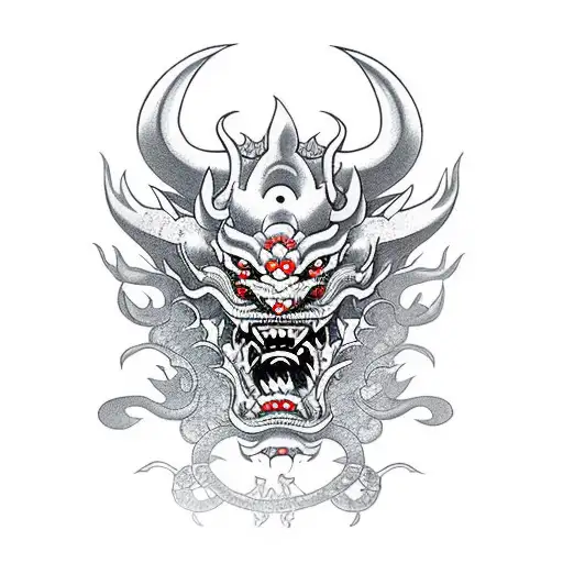 Dragon Cherry Blossom Oni Mask