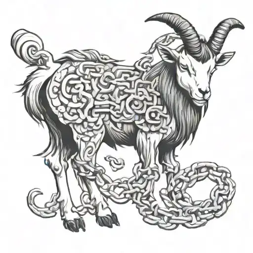 Chinese Goat With Shackles And Chains