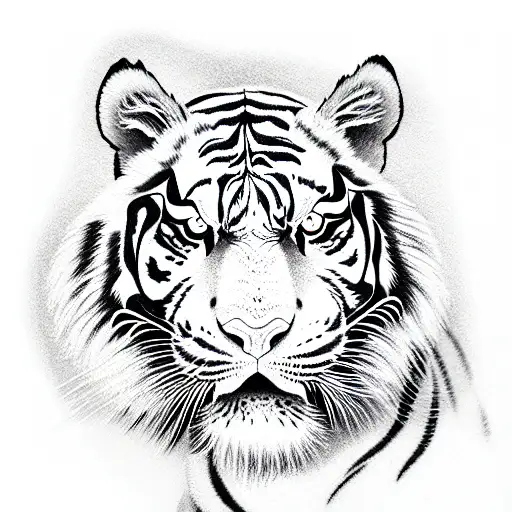 Black And White Tiger Fron The Side