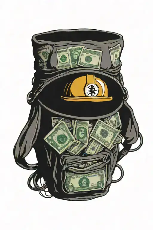 Money Bag Hardhat Intertwined Money