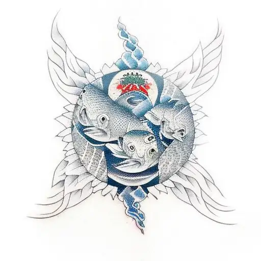 Water Totem With The Number 59 And Fish Cut