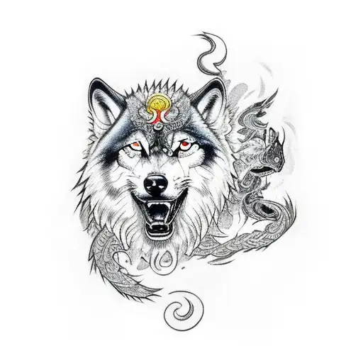 Zeus And Wolf And Fire