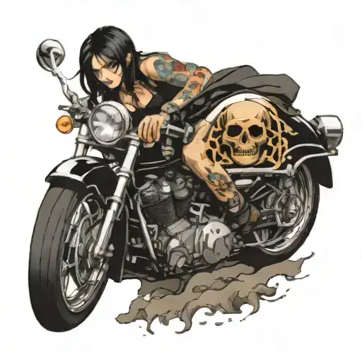 Skull Watch Electric Locomotive Motorcycle Girl With Big Boobs