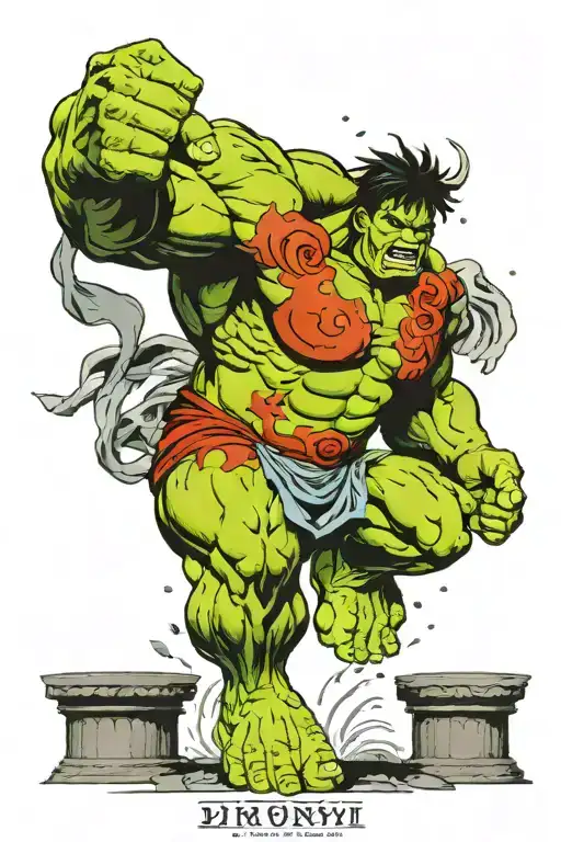 Incredible Hulk Standing Between Two Roman Columns Forming The Roman Numeral 2