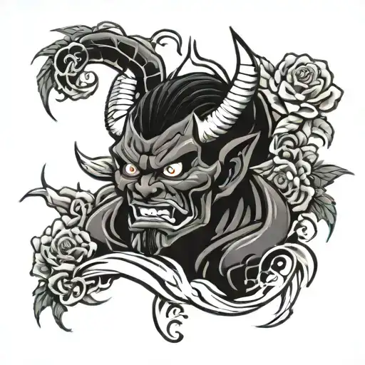 Oni With Rose Surrounding It