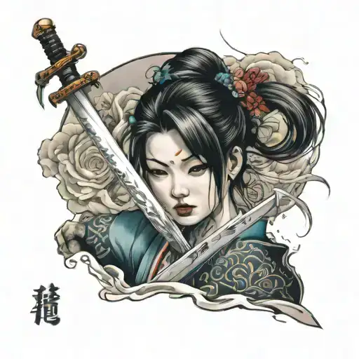Realistic Lady With Sword