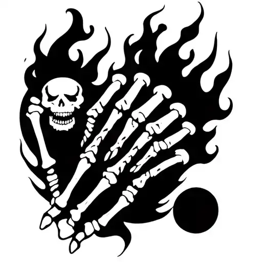 Garra Anime Symbol With Flames And Skeleton Fingers