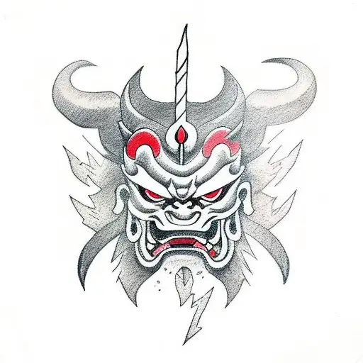 Oni Mask With Lightning Sword