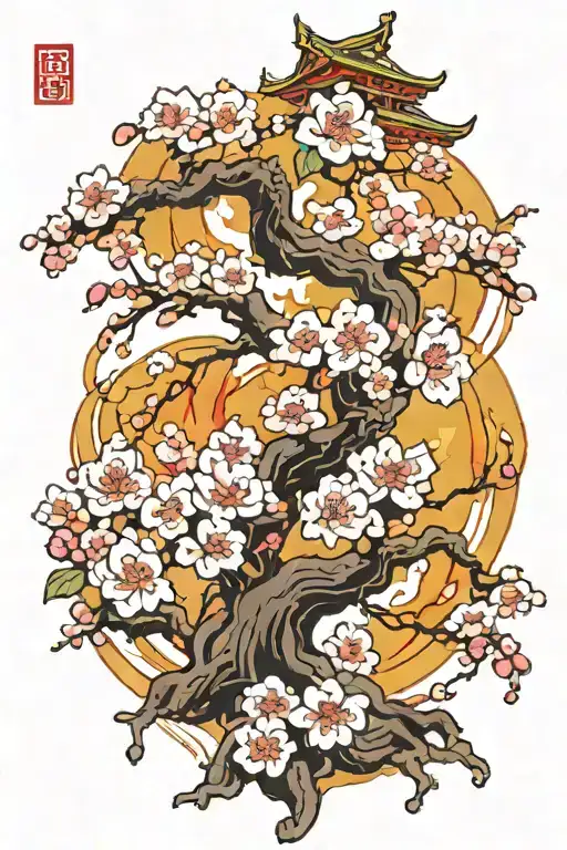 Sakura Tree And Fire