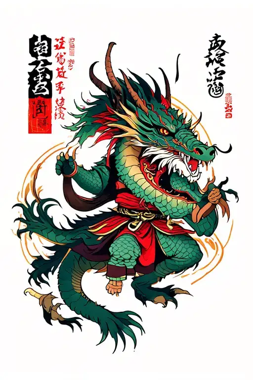 Samurai Who Fights A Dragon