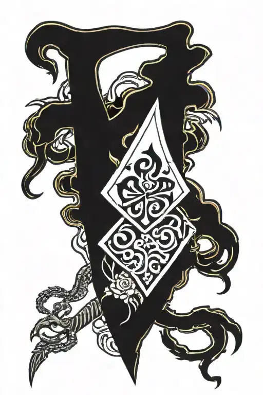 Fehu Rune With A Ace Of Spade Ang Scorpion Crawling