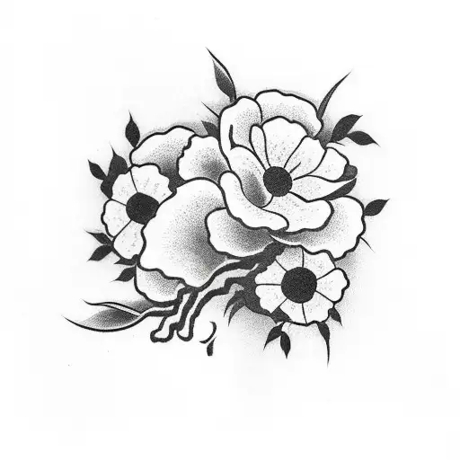 Gun With Flowers Red And Black