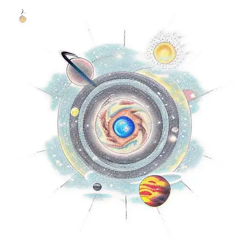 Galaxy With Three Planets And A Sun