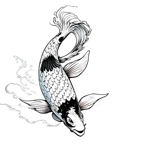 A Koi Fish Swimming Upstream