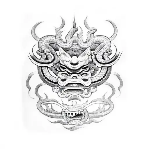 Oni Mask With Snake