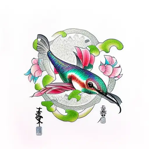 Hummingbird And Koi Fish