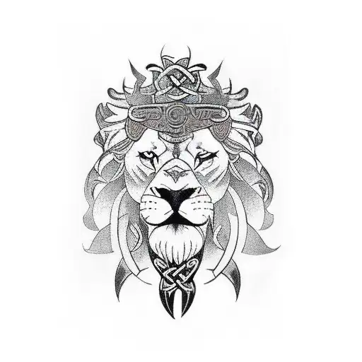 Celtic Welsh Warrior Stricking Lion