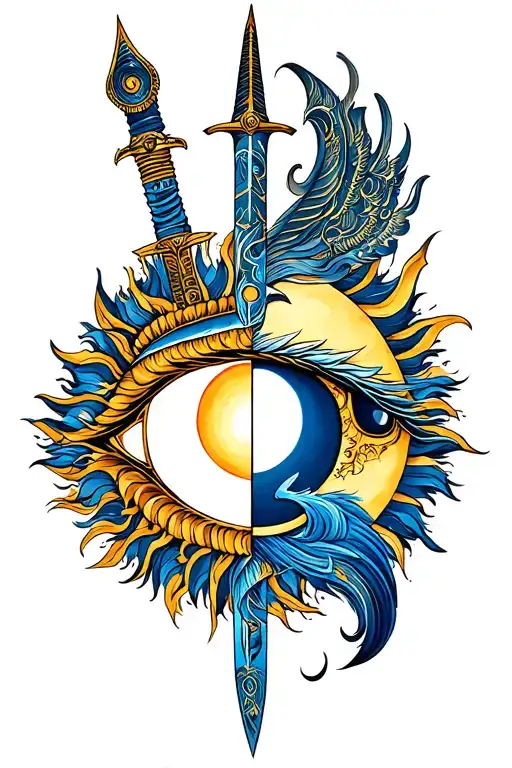 Eye Of Ra Egyprean Dagger Cuting The Sun And Moon Merging Together
