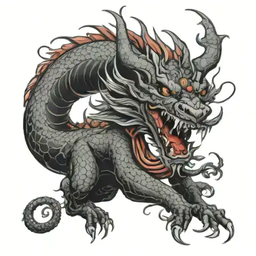 Demonic Dragon Surrounded Tattoo