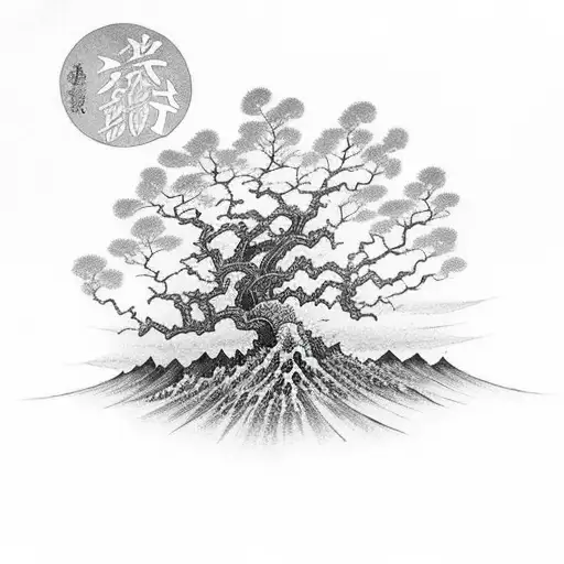 Lone Tree Withstanding A Violent Hurricane