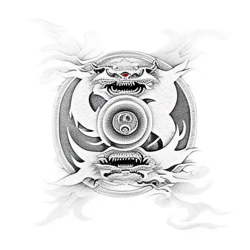 Dragon And Tiger In Simbol Of Ying Yang