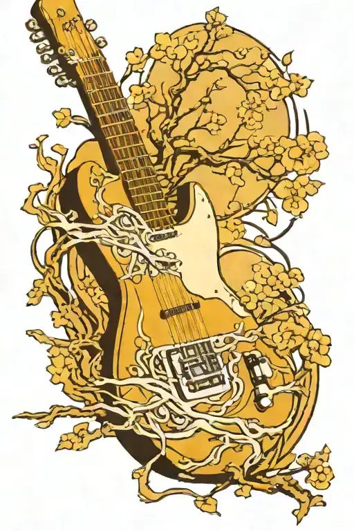 Telecaster Guitar And Tree And Vacuum Tube