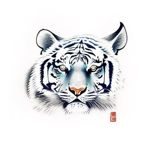 Tiger Going Down With Plum Tree