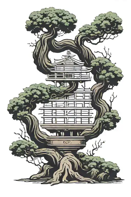 Japanese Bonsai Growing Out Dna Double Helix Intertwined