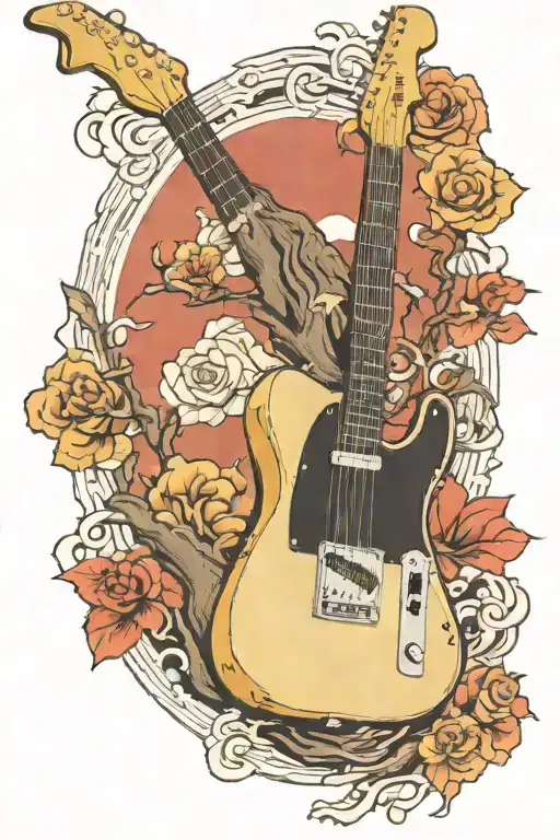 Telecaster Guitar And Tree And Vacuum Tube