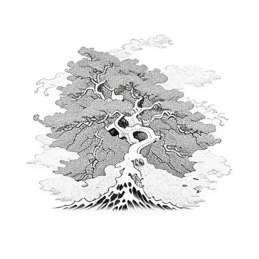 A Lone Tree Bending But Not Breaking Under The Force Of A Violent Hurricane