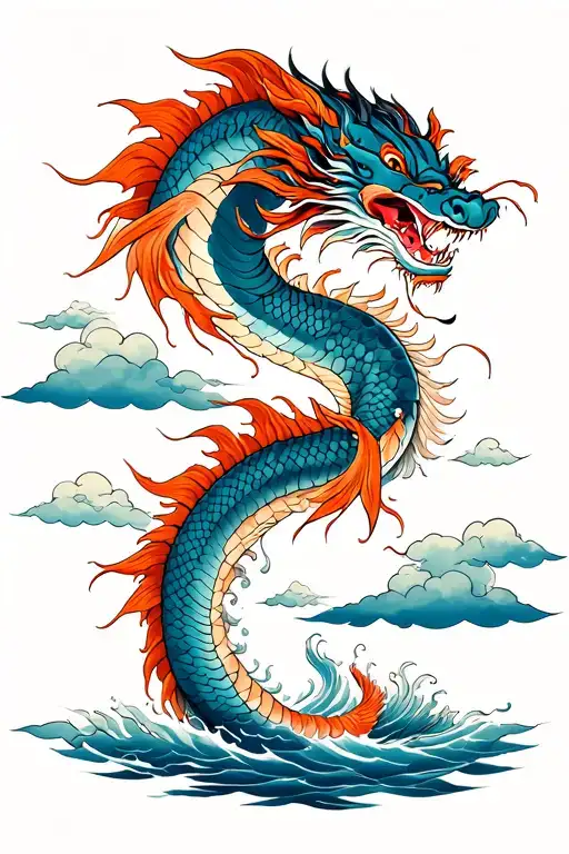 Chinese Fish Going Up A River This Transforming Into A Japanese Dragon In The Clouds