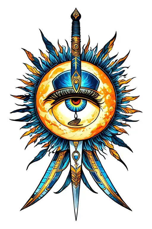 Eye Of Ra Egyprean Dagger Cuting The Sun And Moon Made