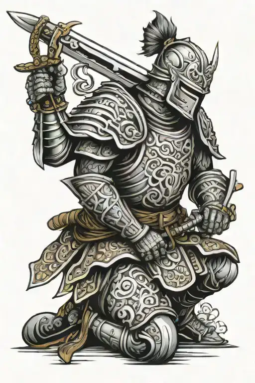 Knight With Sword Kneeling
