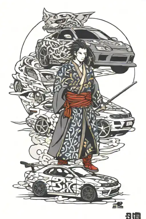 Japanese Samurai And Nissan Silvia S15 Drift Japanesee