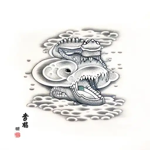 Crocodiles In Water Lilies