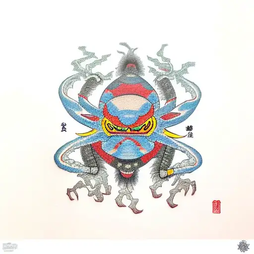 Japanese Masck With Spider