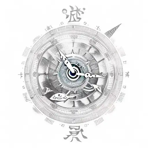 Mermaid And Clock With Compass