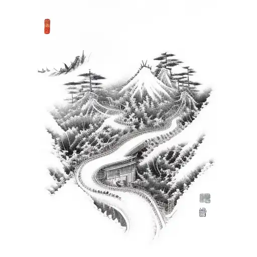 Chinese Painting Style Forest