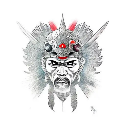 Warrior With A Raven For A Helmet