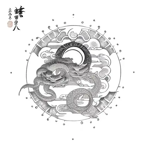 Sun And Moon With Snakes