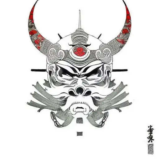 Samurai With A Broken Mask Exposing His Skull