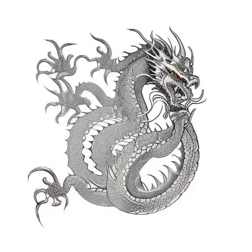 A Metal-inspired Dragon With Intricate Metallic Scales And Horns