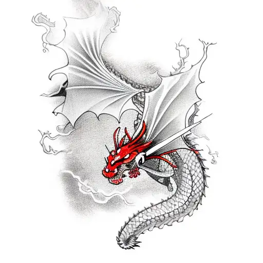 Dragon With Blood And Red Spider Lily