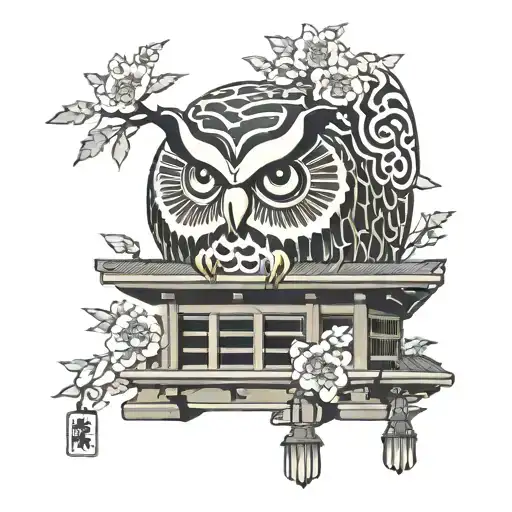 Daruma Owl With A Tori Gate