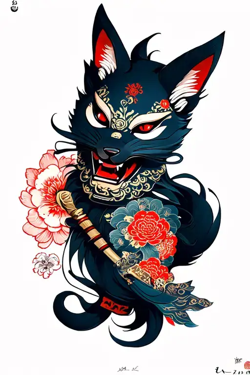 Katana Pierced Kitsune Mask