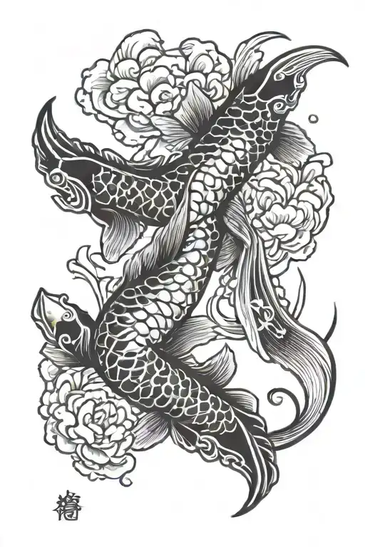 Red And Black Koi Fish Back