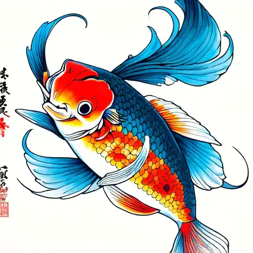 Japanese Coy Fish Swimming