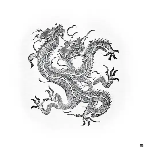 Chinese Dragon Wrap Around A Heart