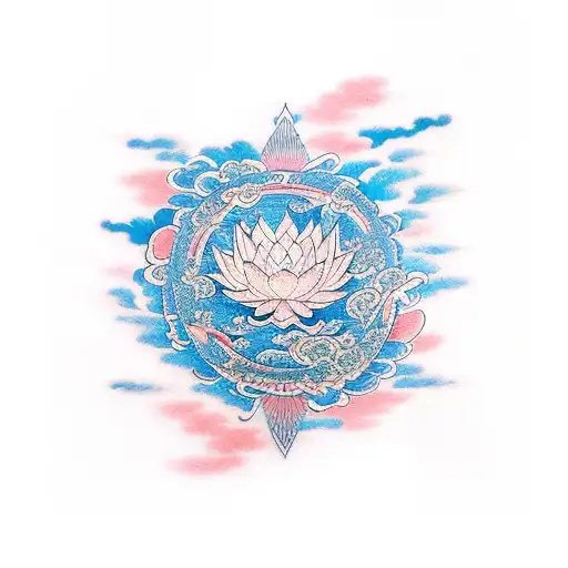 Lotus Petals Forming The Shape Of A Rising Phoenix In A Japanese Style